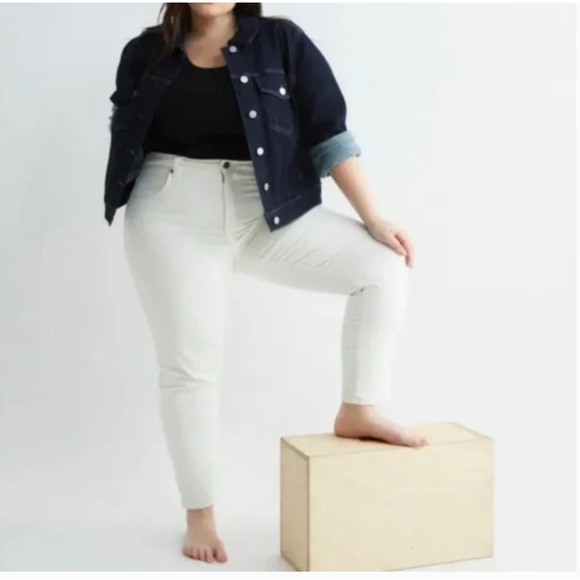 Universal Standard Seine High Rise Jeans 40 NWT 27" Inseam White Skinny - Picture 1 of 4